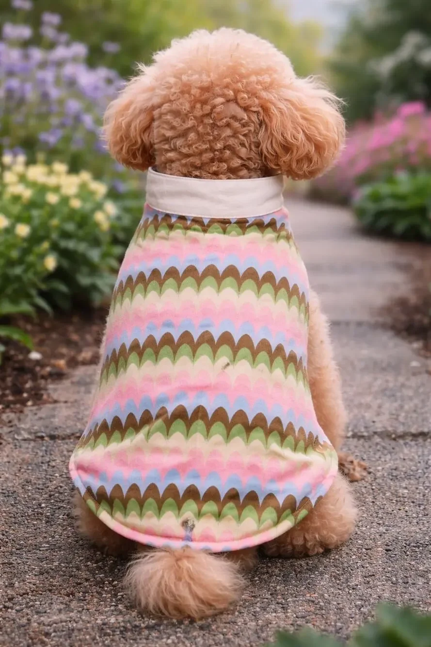 Canine Styles Size 10 Dog Coat Pastel Scallop Print Fleece Vest New
